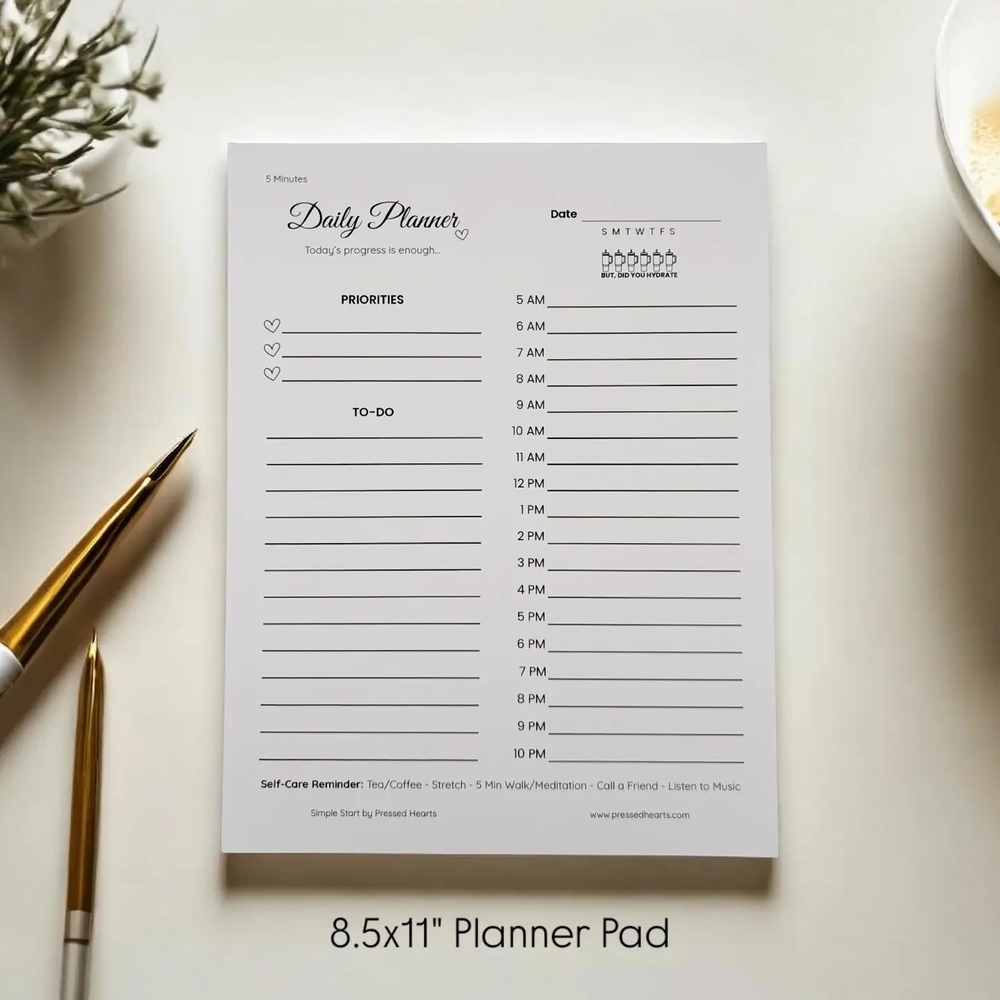 Simple Start Daily Planner Pad, 8.5x11" 1 Month